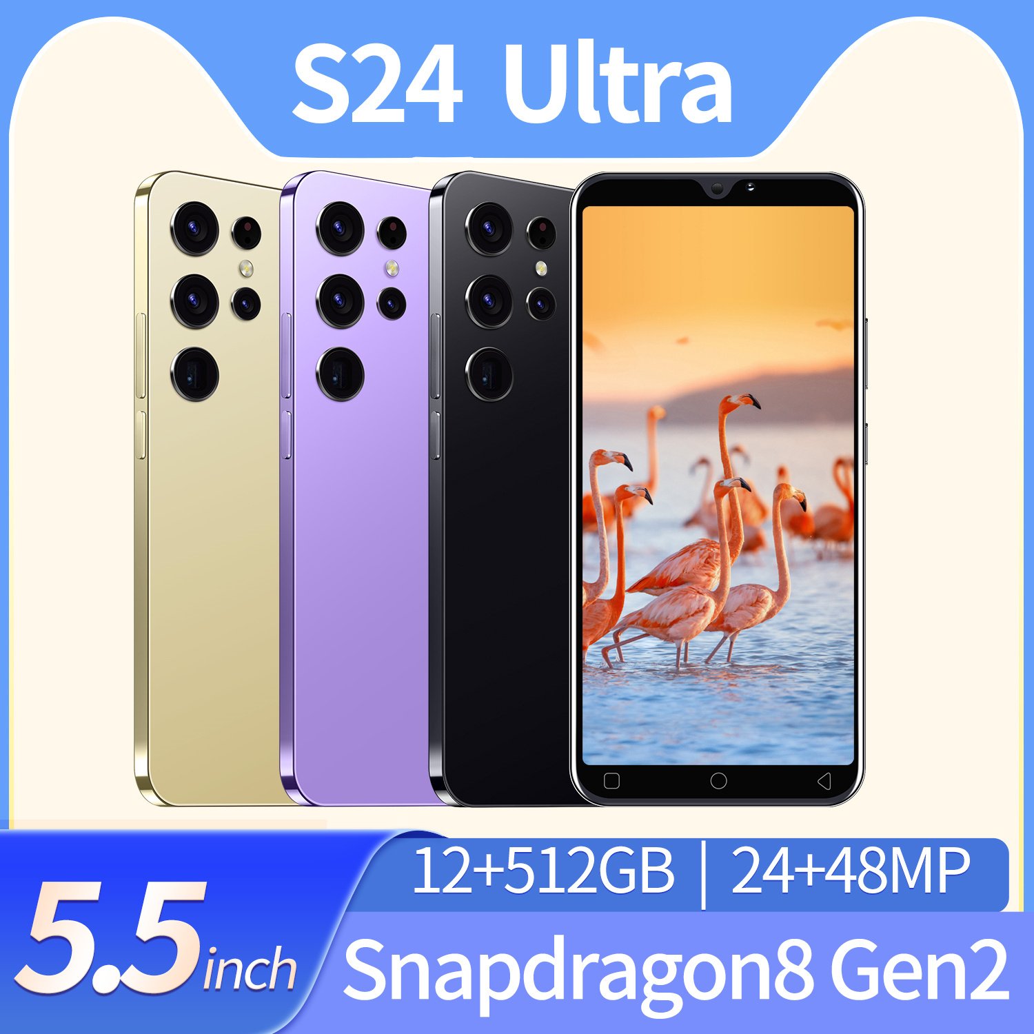 S24 Ultra Smartphone with GooglePlay 5.0\" Full Screen Face ID LTE & CDMA Cellular 65W Quick Charge 256GB ROM